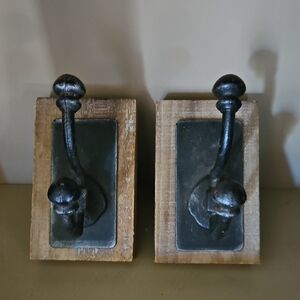 Rustic Wall Hooks with Black Metal Accents